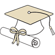 graduation hat, diploma