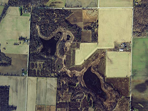 Purdue Property Wildlife Area, aerial view.